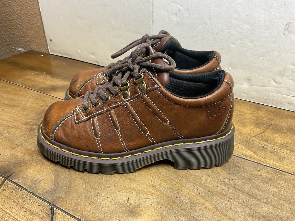 VTG Dr Martens Chunky 9764 M5 L6 Brown Leather Lace Up Oxford Shoes No Insoles